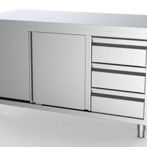 700 Werktafel Schuifdeuren Laden Rechts 1800 | Combisteel Snelle Levering