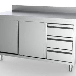 700 Werktafel Schuifdeuren Laden Rechts Met Rand 1600 | Combisteel Hete Deal