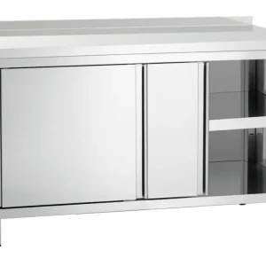 Hoge Kwaliteit Bartscher Werkkast B1400 | RVS | 2 Schuifdeuren | Tussenschap | Achter rand | 1400x700x850mm