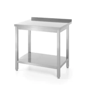 Muurwerktafel Met Opstaande Rand En Schap – 600 Mm Diep, Hendi, Kitchen Line, 800x600x(h)850mm Laatste Versie