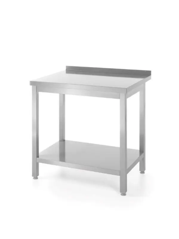 Muurwerktafel Met Opstaande Rand En Schap – 600 Mm Diep, Hendi, Kitchen Line, 800x600x(h)850mm Laatste Versie